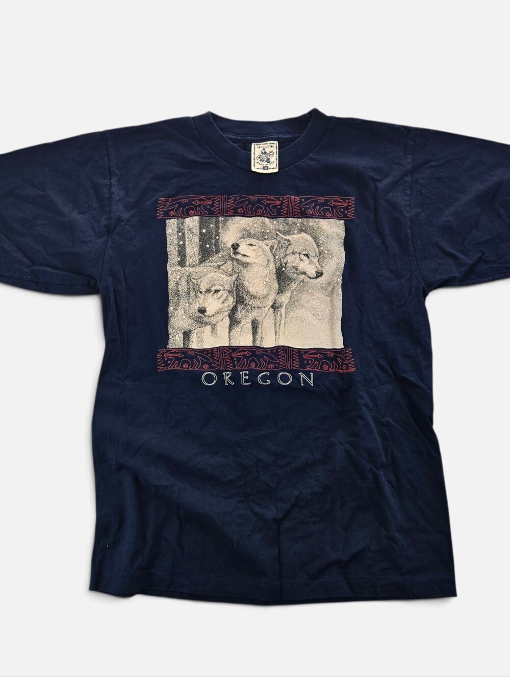 Vintage Alore Wolf Pack Oregon Black Graphic Men's T-Shirt Sz M Single Stitch - Picture 2 of 10